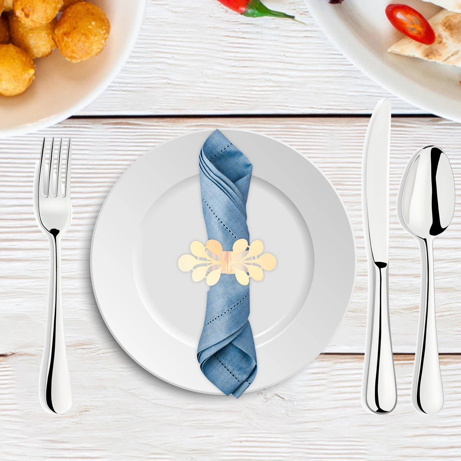 

50Pcs Shimmering Paper Napkin Rings Bridal Shower Banquet Table Setting Decoration Reflective Surface Napkin Rings