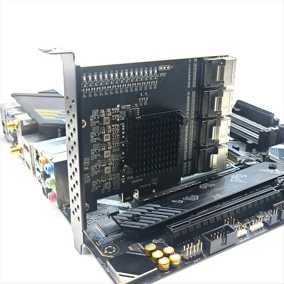 A99X PCIe to 4 Port Mini SAS SFF-8087 Controller 16 Port SATA 3.0 6Gbps SSD Adapter PCI-E 3.0 X4 Expansion Card for Mining