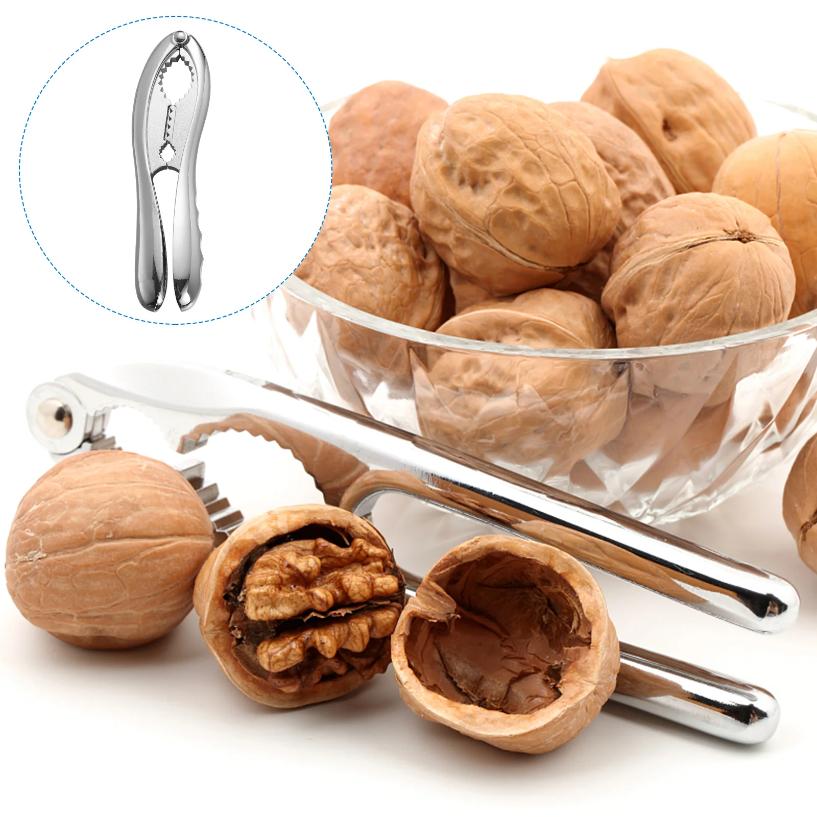 1Pcs Handheld Nut Opener Zinc Alloy Walnut Cracker Ergonomic Design Easy to Use for All Hard Shell Nuts Kitchen Utility Tool