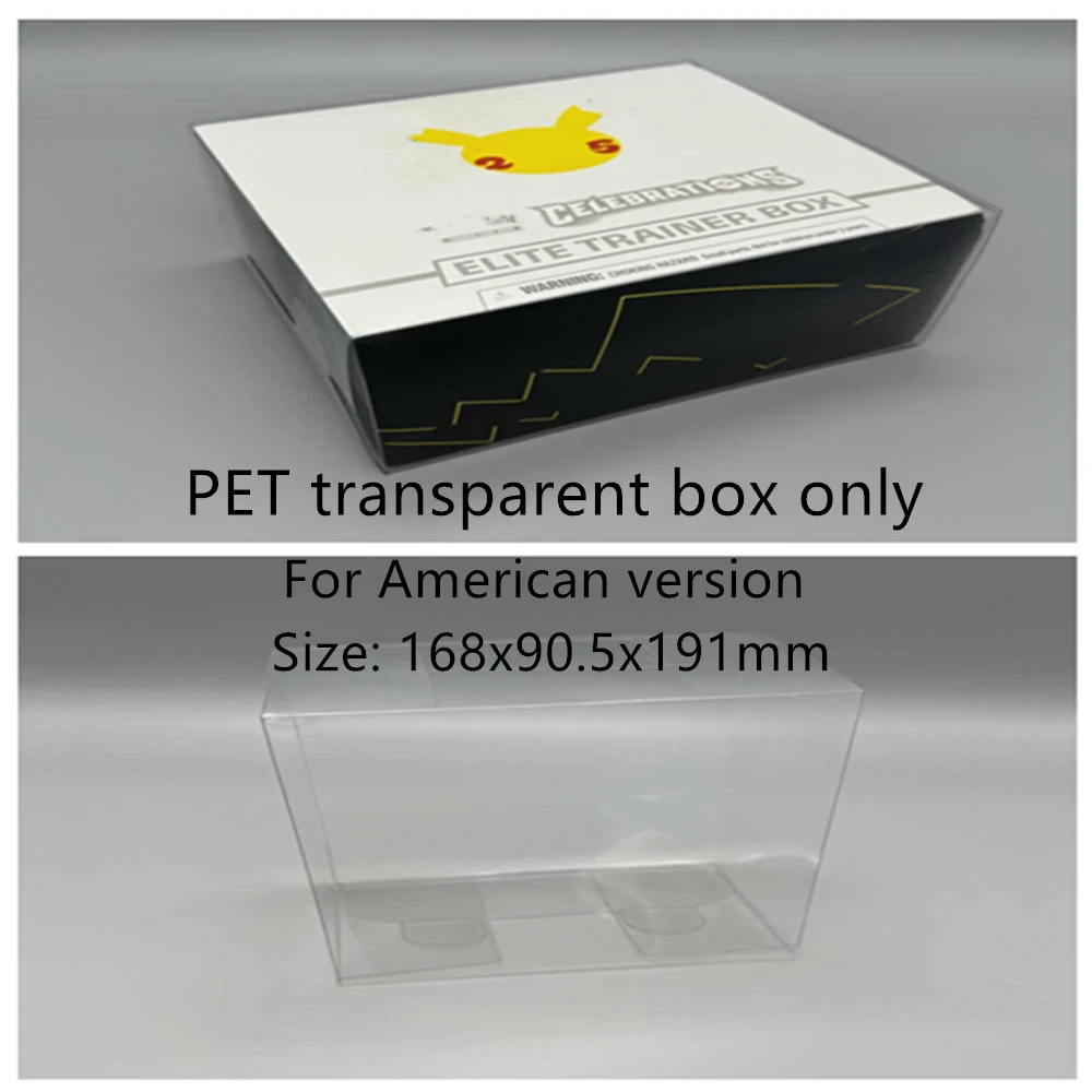Caja de almacenamiento transparente a prueba de polvo para Pokémon 25 ° aniversario Elite Trainer Box/funda protectora de plástico para exhibición de tarjetas ETB para PTCG PET