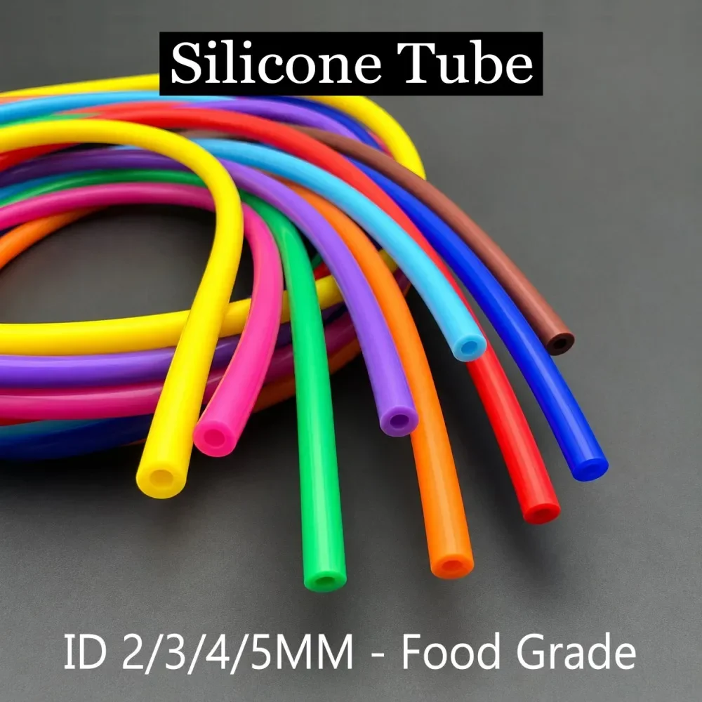 Food Grade Silicone Hose ID2 3 4 5mm Food Grade Odorless Anti-Aging Heat Resistant For Drinking Water Air Pump Colorful Silicone