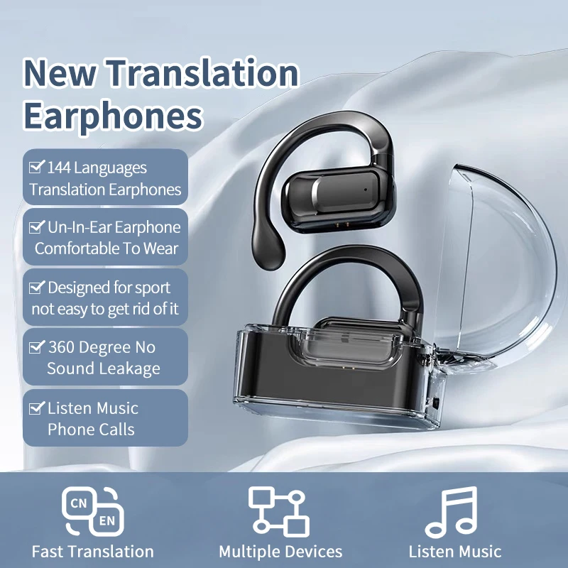Popular Hot sell OEM Customizable Translation Earbuds 144 Languages Real Time Voice Conversion Cross Border Ecommerce