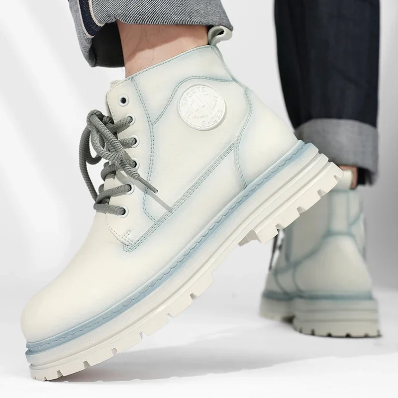 

Men's High-top Boots, High-quality Vintage Leather Shoes, Fashionable Outdoor Sports Shoes, Men's Lace-up Anti-slip Ankle Boots