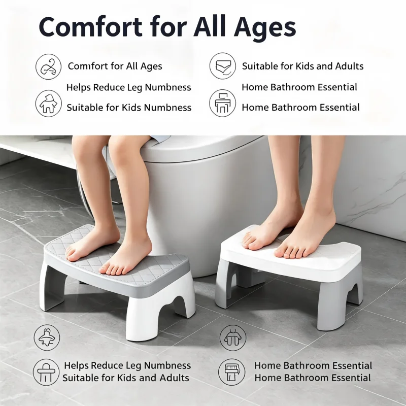 Anti-slip Waterproof Toilet Foot Stool Ergonomic Raised Footrest Stable Frame Household Washroom Auxiliary Tool