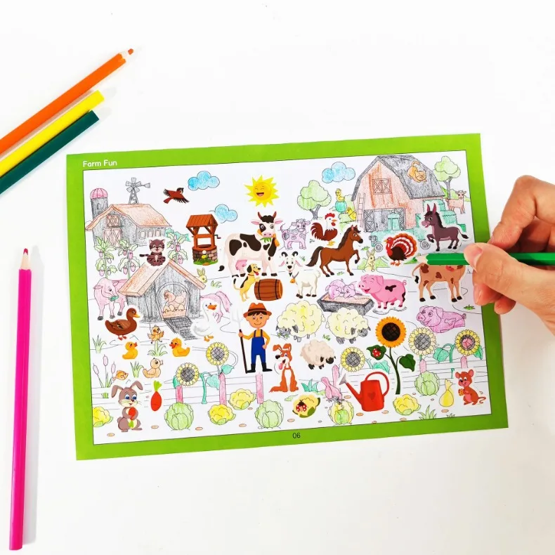 Fun Sticker Book, Search and Find Sticker Book Fun DIY Toy Book for Children Aged 3-10 Looking for Animal Parent-Child Interacti