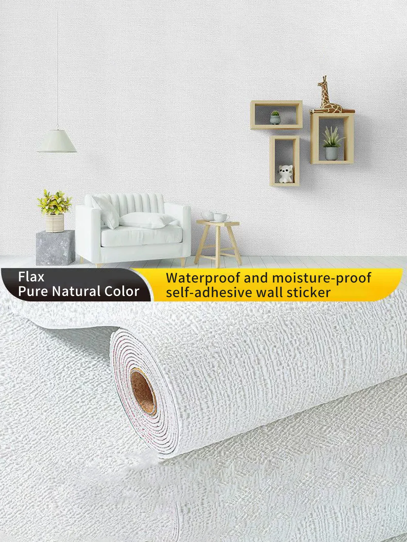 1 roll Linen Pattern Wallpaper Roll - Thick Home Office Decoration Waterproof and Moisture proof Wall Paste Anti mold Wallpaper