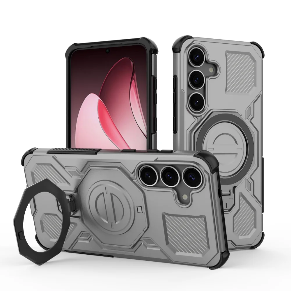 

Armor Shockproof Ring Stand Holder Magnetic Case For Samsung S24 Ultra S25 Plus S25 Edge For Magsafe Wireless Charging Cover