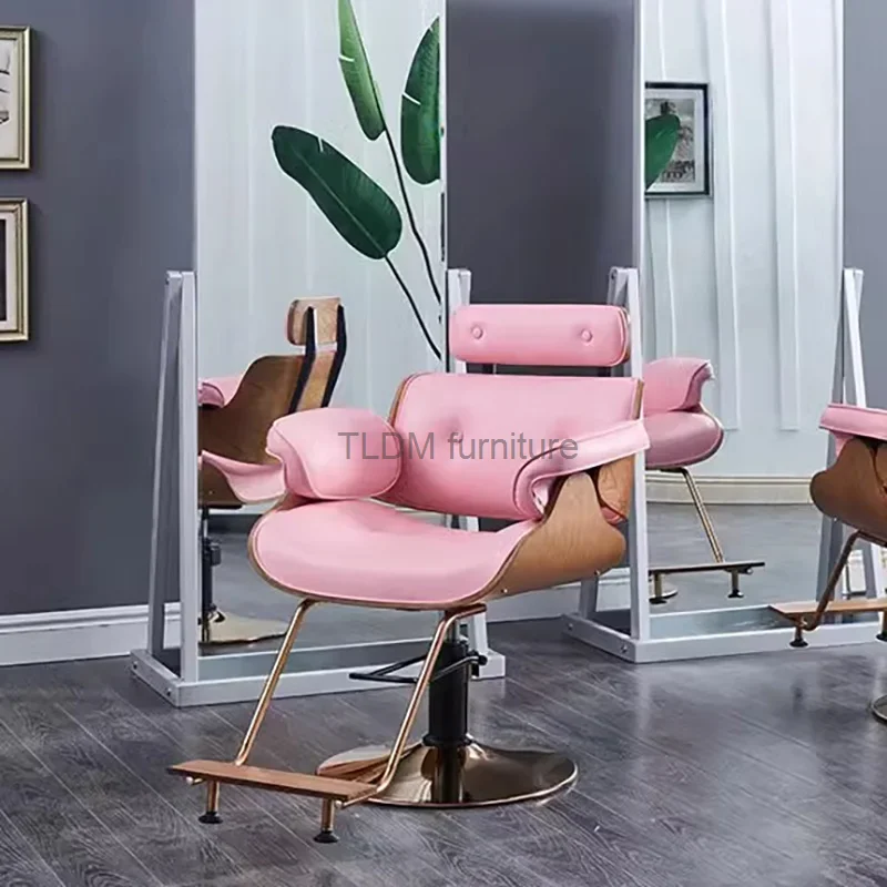 

Barbershop Luxury Salon Chair Retro Gold Leg Beauty Vintage Salon Chair Portable Swivel Silla De Barbero Commercial Furniture