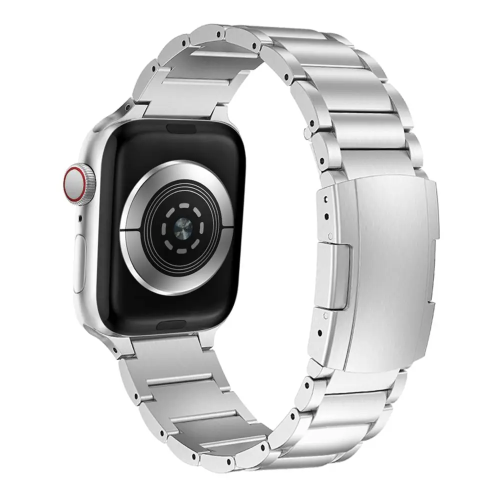 Tali jam tangan Apple, paduan Titanium untuk Apple Watch Ultra 49mm 8 7 45mm 41mm, gelang logam iWatch Seri 6 5 4 3 SE 44mm 40mm 42mm 38mm