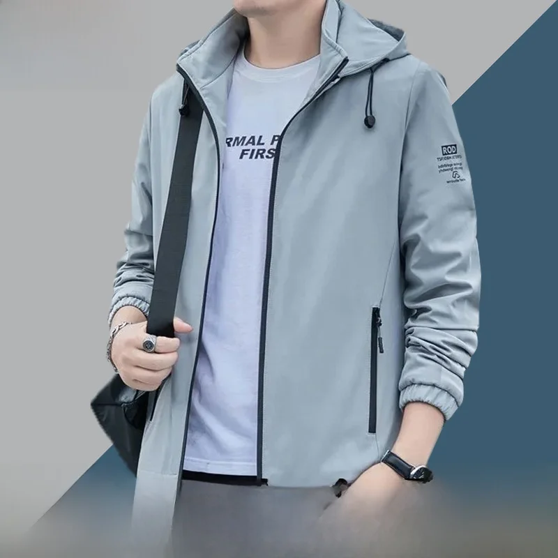 

Casual Hooded Jaet Men's Spring Autumn Faionable All-Match Korean Sle Polyester Long Sve Zipper Closure Color