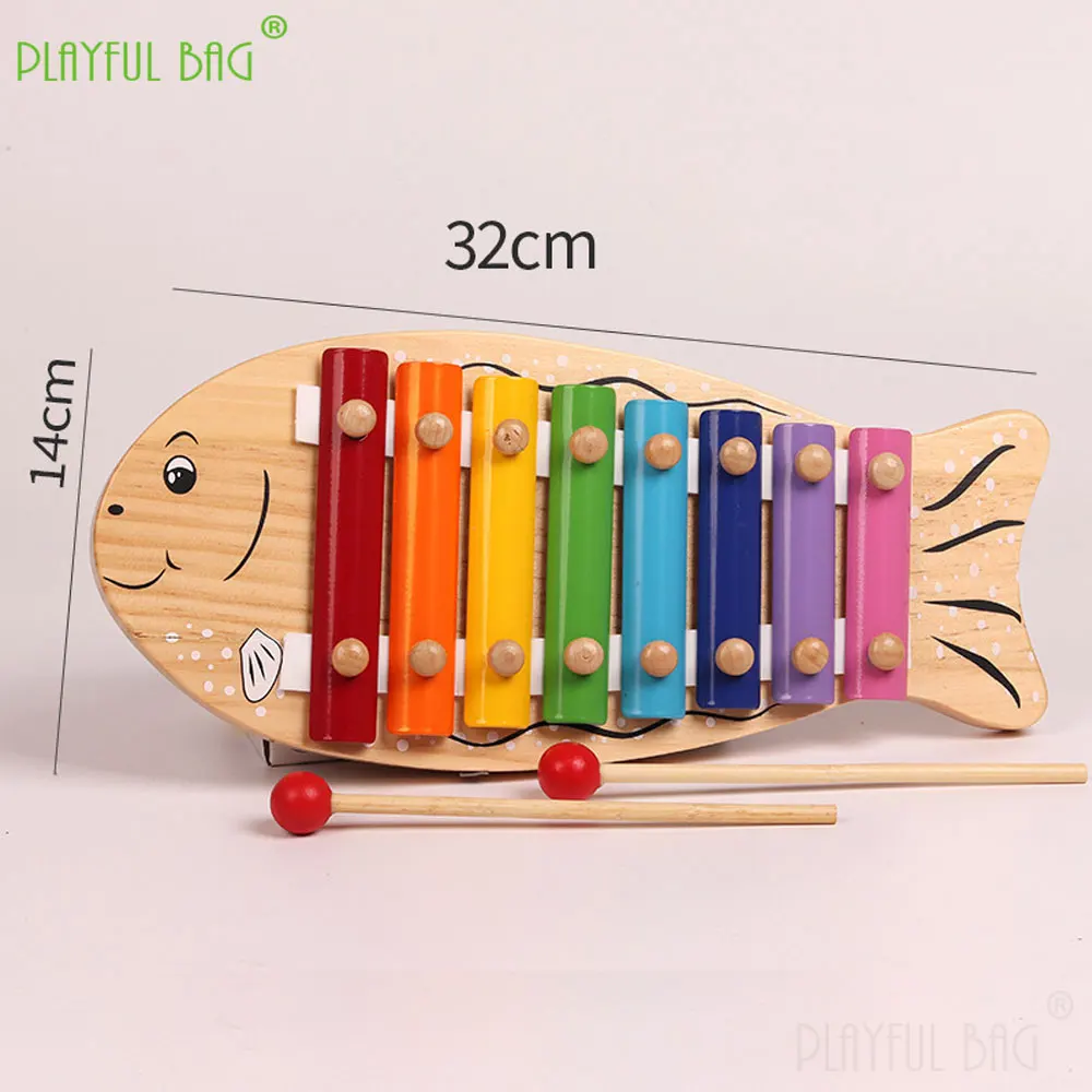 Small Fish Shaped Wooden Eight Tone Piano Early Childhood Baby Toys Leisure Funny Gift Solid Wood Knock on Piano Music UG353