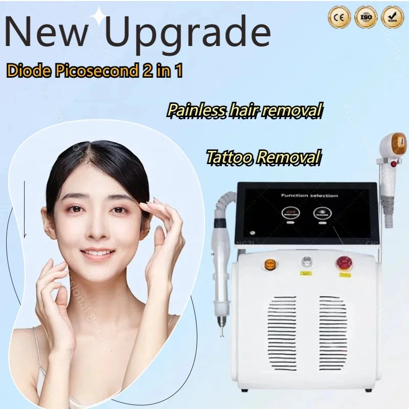 2in1 Diode Laser and Picosecond Laser 808 Diode Laser Hair Removal Tattoo Removal Machine Multifunctional Beauty Instrument