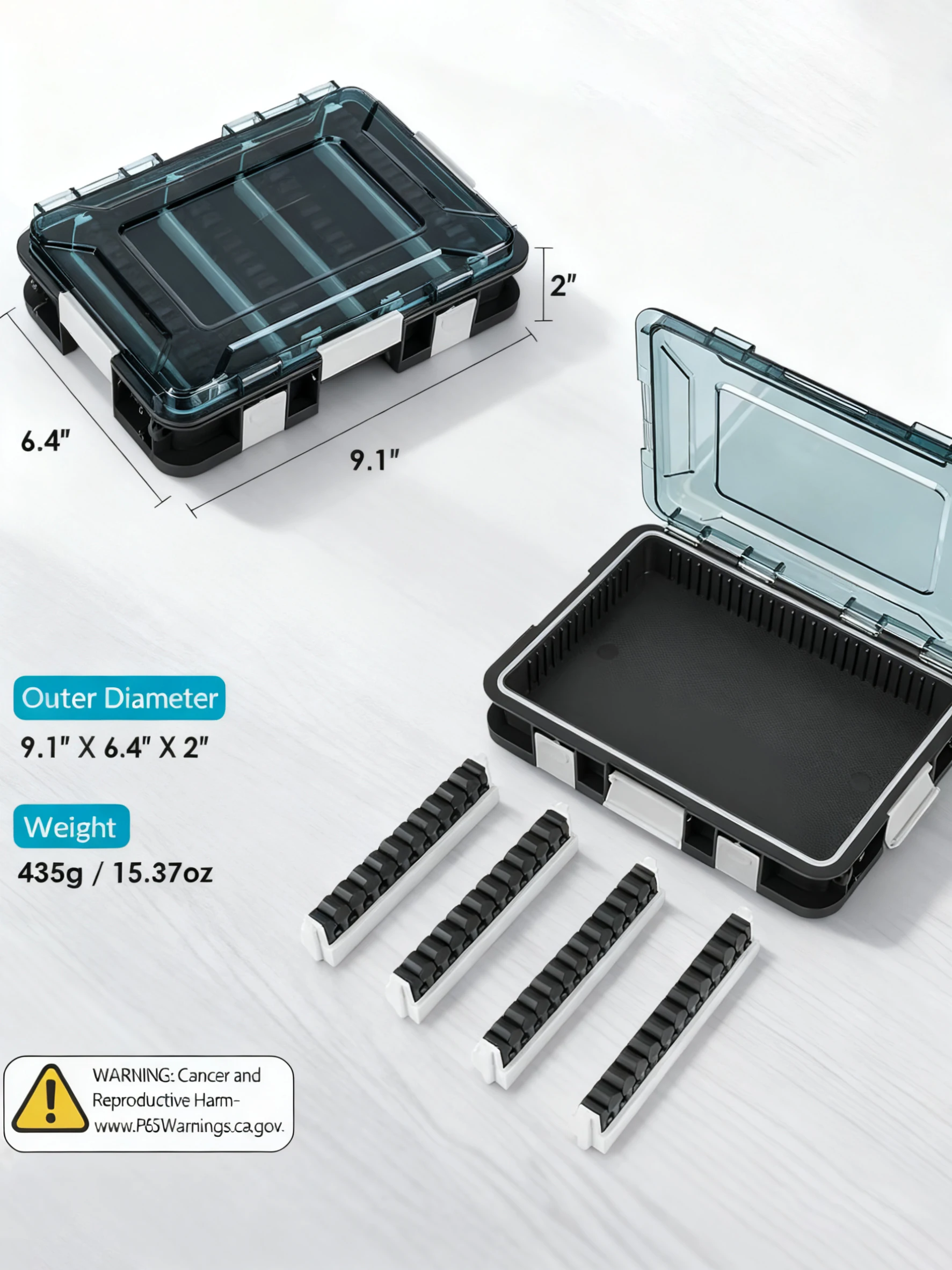 Органайзер для коробки для снастей, коробка для рыболовных снастей, органайзер для хранения на открытом воздухе для рыбалки со съемными разделителями, коробка для приманок, пластик/силикон