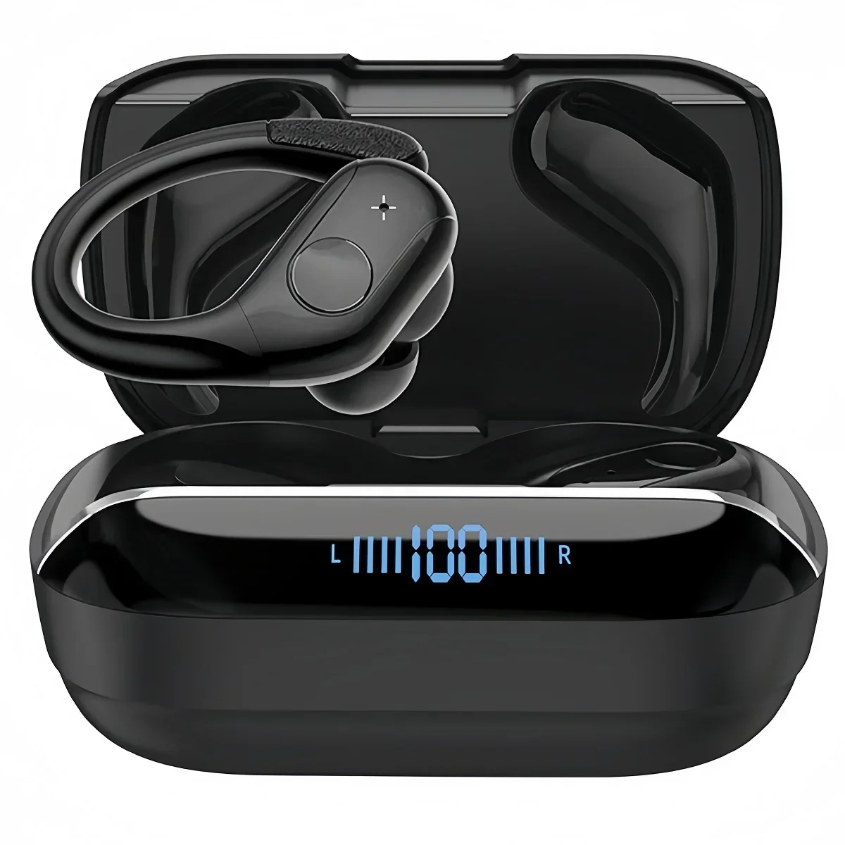 

Sport Wireless Earhook Bluetooth Earphones HiFi Stereo Noise Cancelling Headset with EMC Mic, Secure Fit for Running Gym Workout