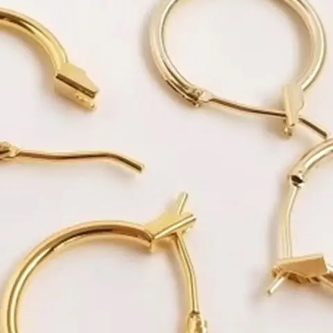 14K Light Gold French Earring Findings, 18K Thick Circle Hoops, DIY European & American Style Ins Earring Making Supplies
