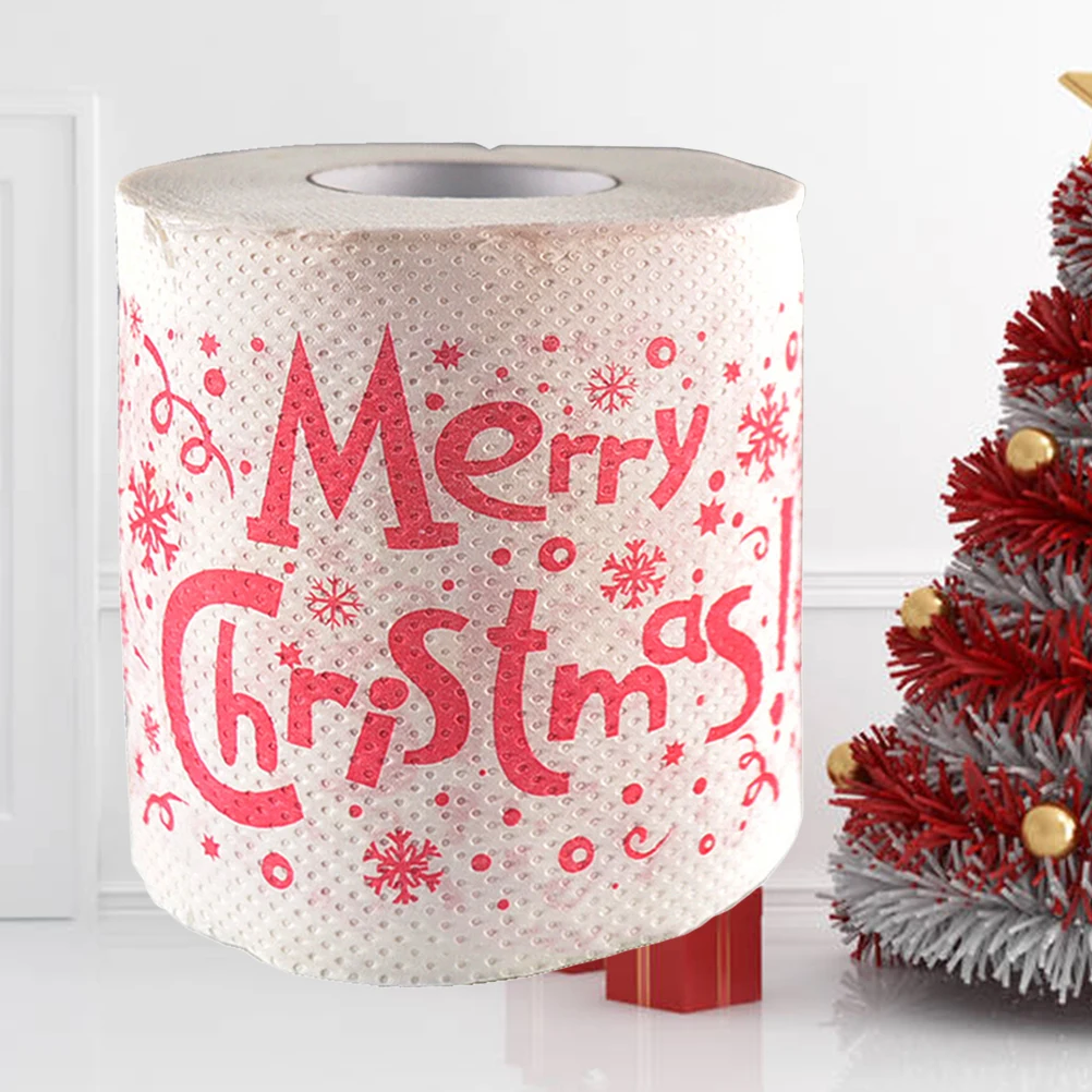 สุขสันต์วันคริสต์มาสกระดาษชำระม้วนพิมพ์ไม่ซีดจางปลอดภัยถูกสุขลักษณะนุ่มสบายใช้กระดาษทิชชูโต๊ะห้องน้ำบ้าน