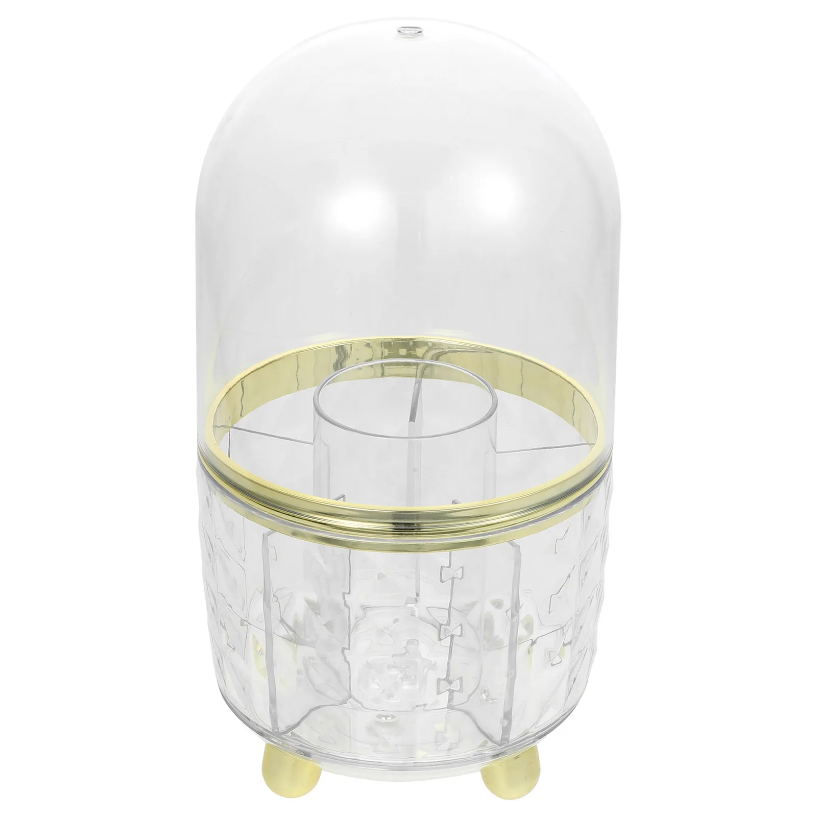 

Makeup Brush Organizer Desktop Large Capacity Rotating Clear Brush Holder Dustproof Covered Storage Box