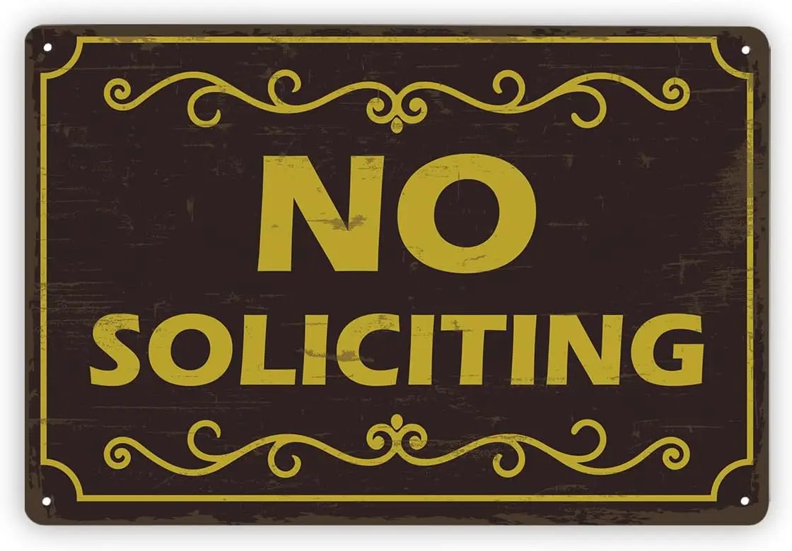 No Soliciting Sign, No Soliciting Sign for House Front Door, Retro Metal Tin Signs, Lake House Decor, Cottage Decor for Outdoor,
