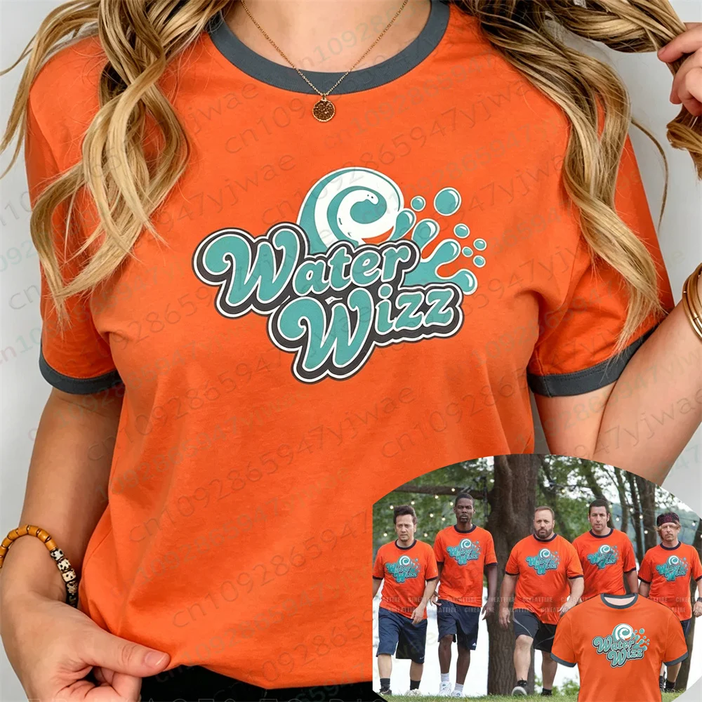 T-shirt imprimé orange sur le thème du film Grow Ups Water Wizz, haut décontracté à la mode pour hommes et femmes, T-Shirt d'été