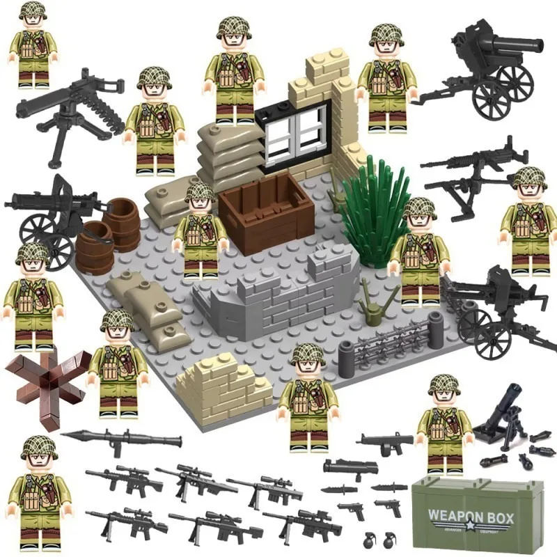 

BuildingblockassemblydollUSmilitaryGermanarmyBritisharmy World War II military educational toy heavy weapon sniper birthday gift