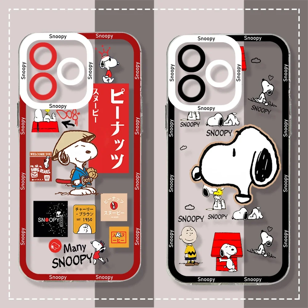 Cute CharlieS Browns And Snoopys Phone Case For iPhone 15 14 13 12 Mini 11 Pro Max X XR XS 7 8 Plus Soft Silicone Transparent