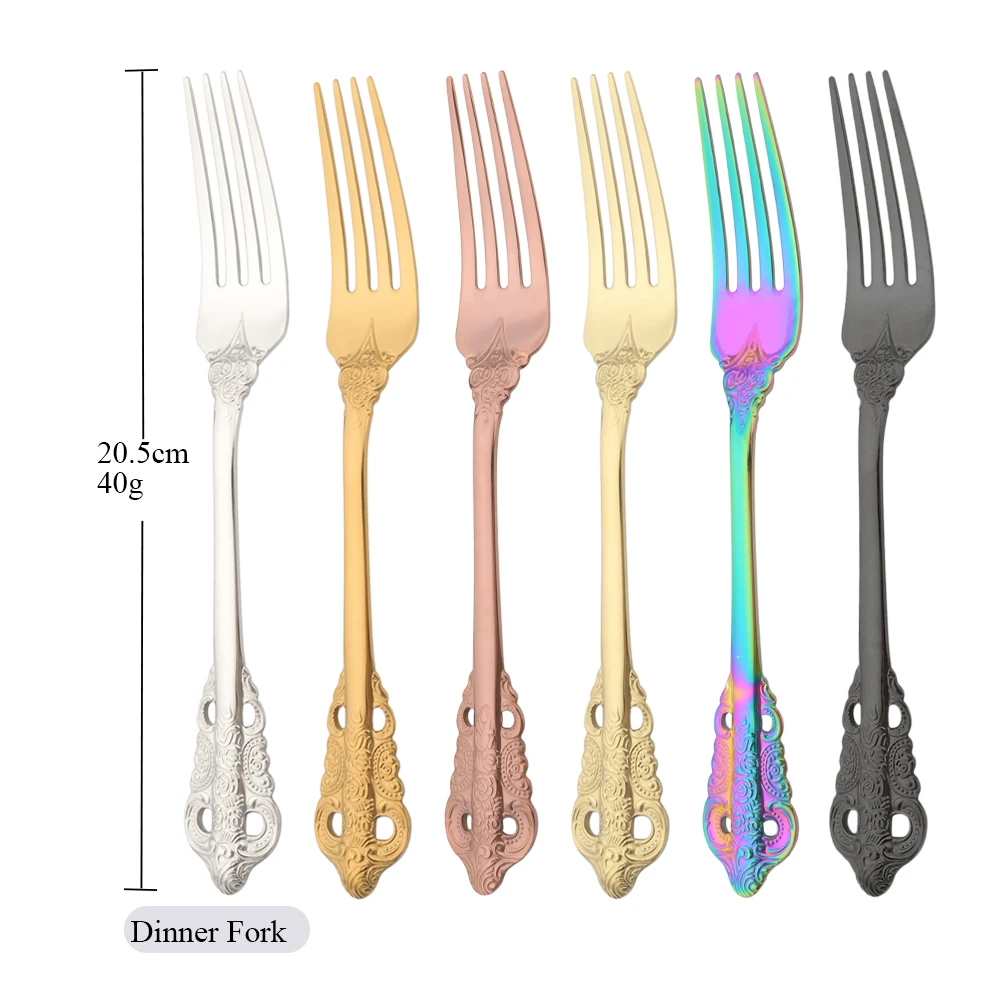 

Drmfiy Colorful Dinner Fork Dinnerware 6P Western Flatware Set High Quality Stainless Steel Silverware Fork Cutlery Kitchen Set