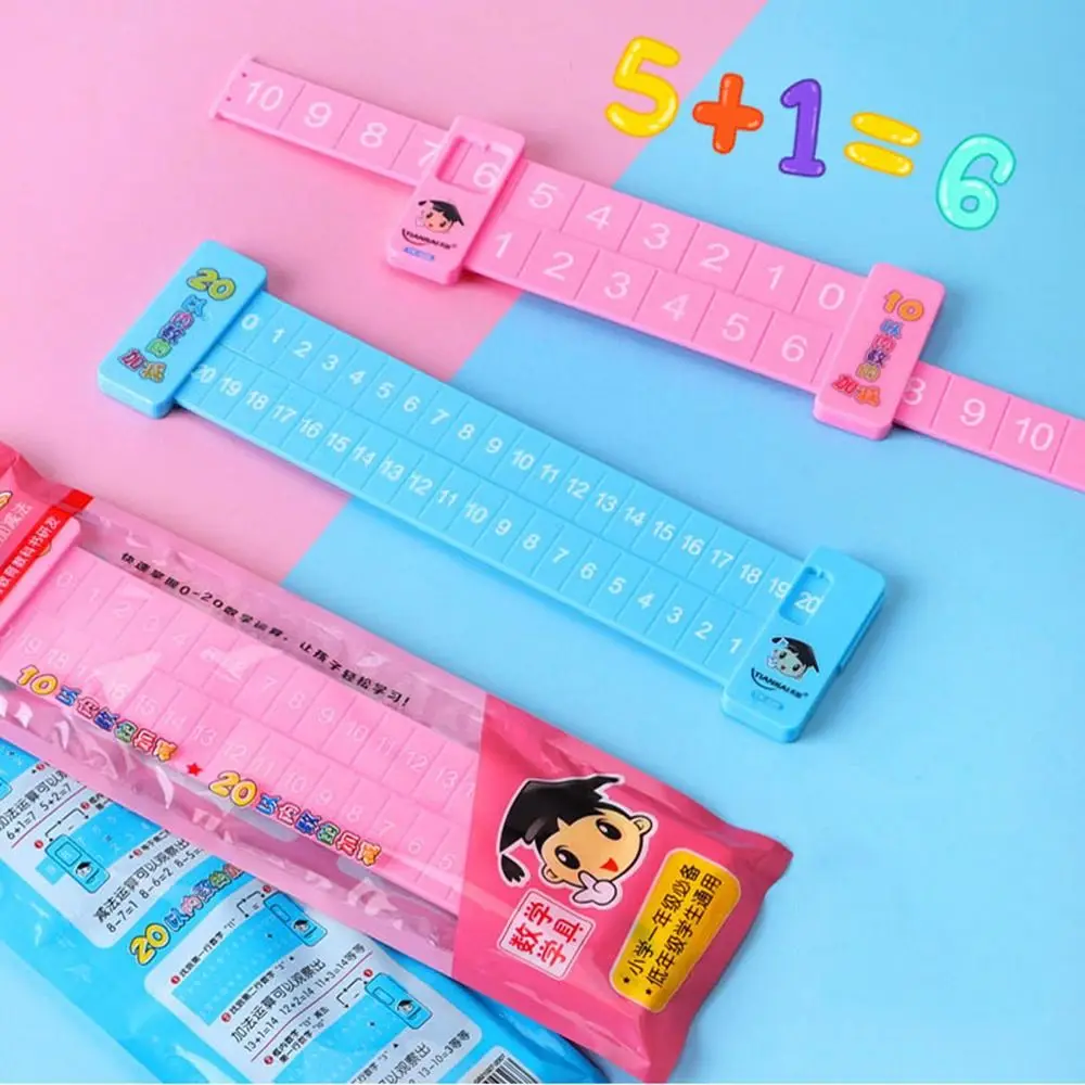 Plastic Math Decomposition Ruler Pink/Blue Portable Subtraction Ruler Teaching Demonstration Within 20 Addition Ruler