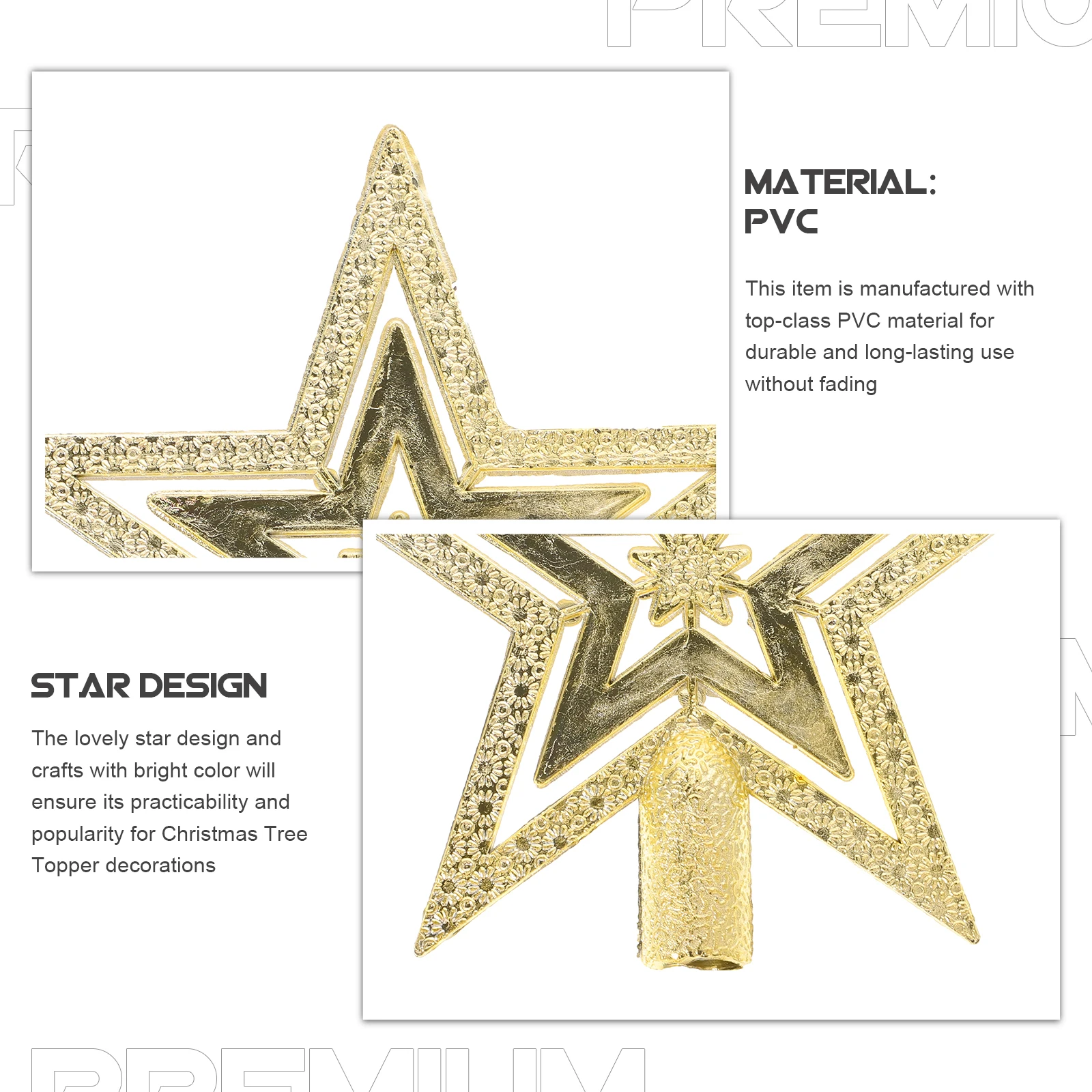 

10 Cm Pentagram Decoration Christmas Star Topper Tree Gold Decorate Ornaments Treetop