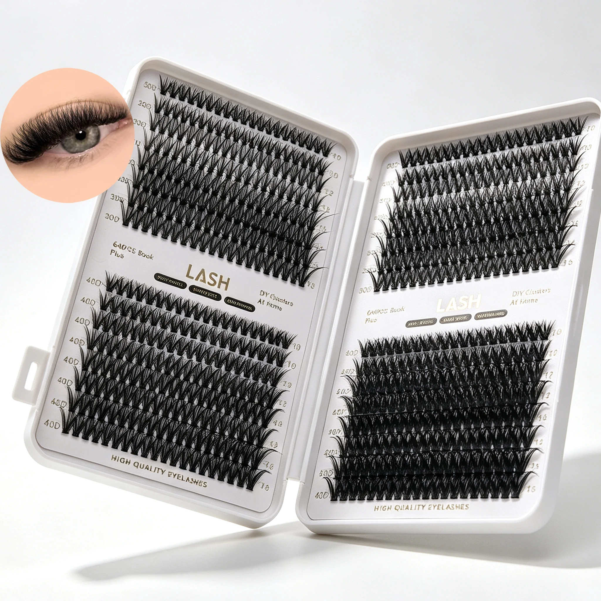 Wimpernbüschel Katzenwimpern Flauschige Einzelwimpernverlängerungen Voluminöse Flauschige Büschelwimpern DIY-Wimpern Make-up für Partys – Detail 6