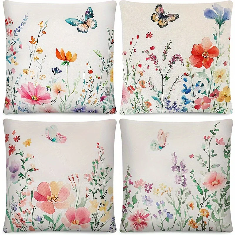 

Home Decor Butterfly & Floral Pattern Decorative Pillow Covers Pattern Cushion Cover Suitable for Sofa Bedroom Car Pillow Cover