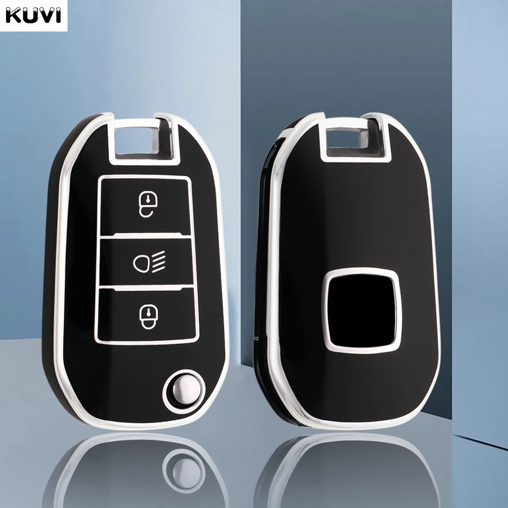 TPU Car Flip Key Case Cover Shell Fob For Peugeot 208 308 408 508 2008 3008 4008 5008 For Citroen C3 C4 CACTUS C6 C8 Accessories