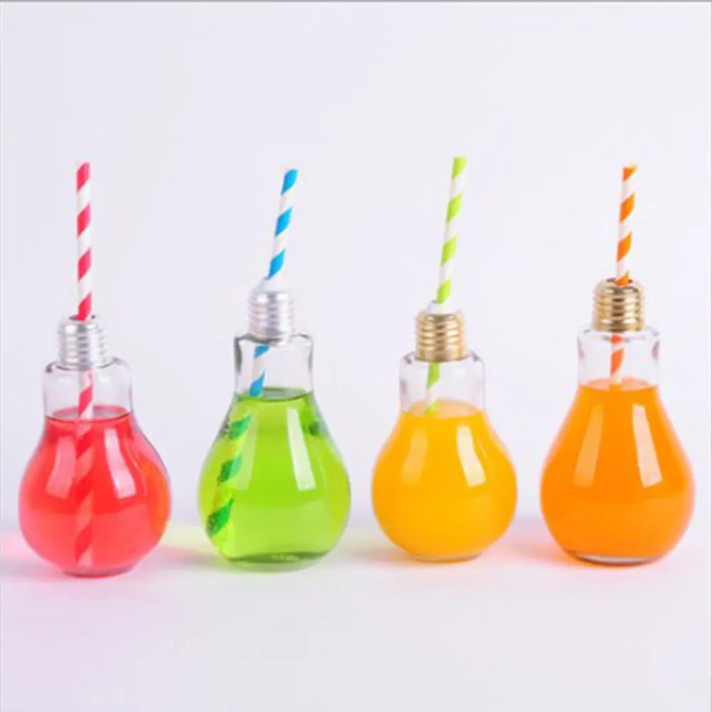 500Ml Bulb Glasses Clear Glass Bottle Light Bulb Style Drinkware for Beers Long Drinks Lemon Tea Milk Decorative Vase Bar