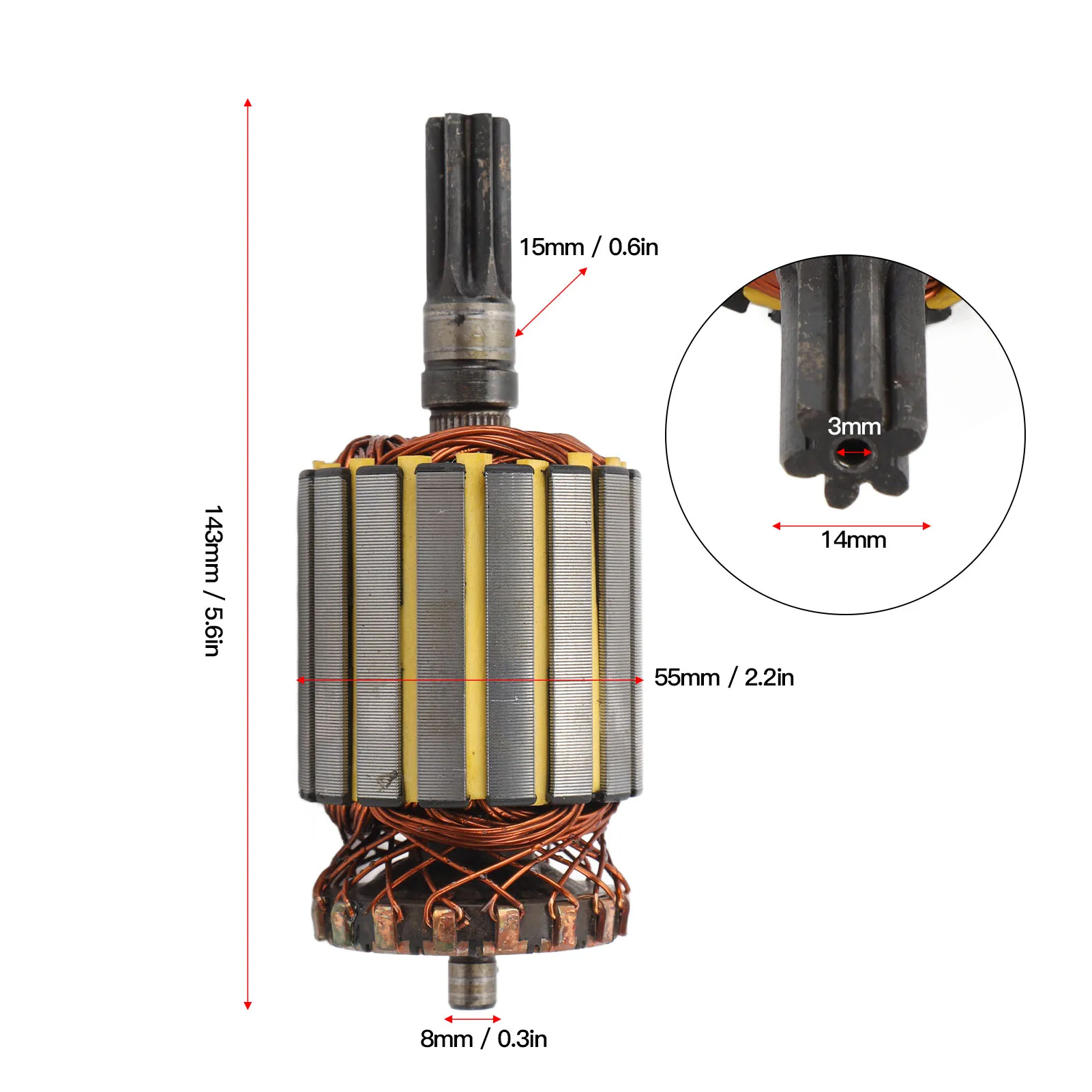 DC12V Windenmotor Rotor Metall Einfache Installation Motor Windenmotor Rotor für 3000lb 4X4 ATV Windenmotor Rotor für 3000lb Winde