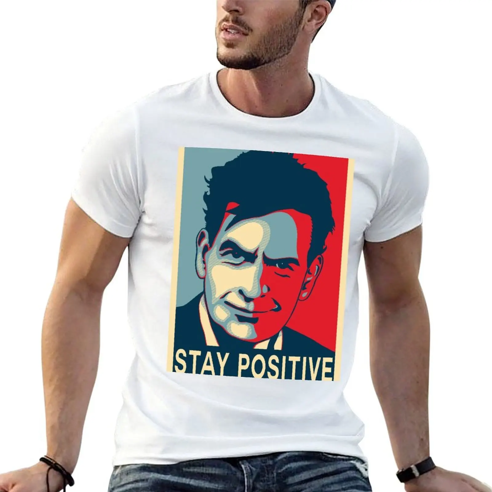 

Charlie Sheen stay positive T-Shirt cotton t shirt man t shirt man cotton T-Shirt
