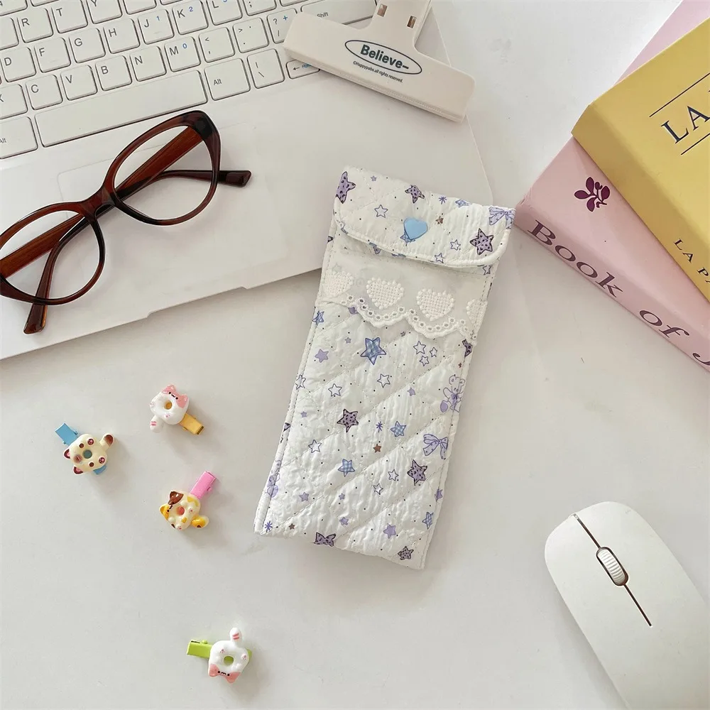 

Korean Style Cotton Glasses Storage Bag Sweet Lace Heart Lipstick Bag Sunglasses Pouch Multi-Functional Lovely Eyeglasses Case