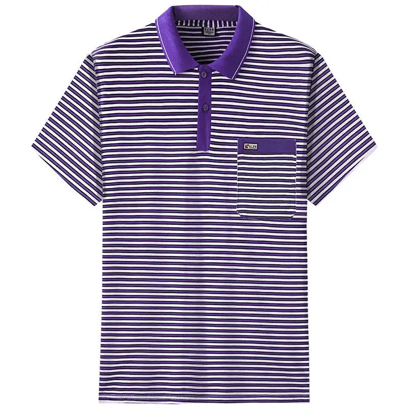 2023 Summer New Fashion Classic Casual Trend Men\'s Clothing Oversized Loose and Comfortable Contrasting Color Striped Polo Shirt