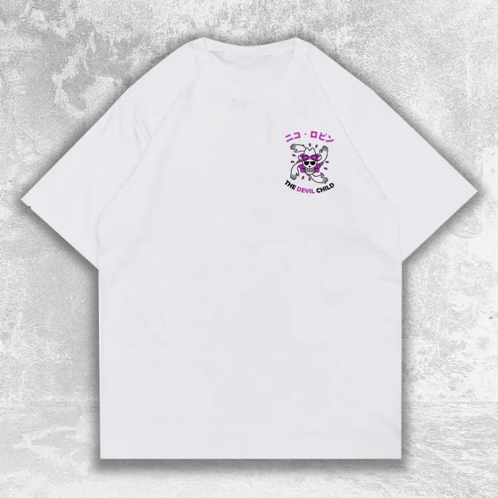 Koszulka One Piece Nico Robin Retro Anime Unisex Harajuku Streetwear Oversize Krótki Rękaw Luźny Krój Casual Wygodna Styl Y2K