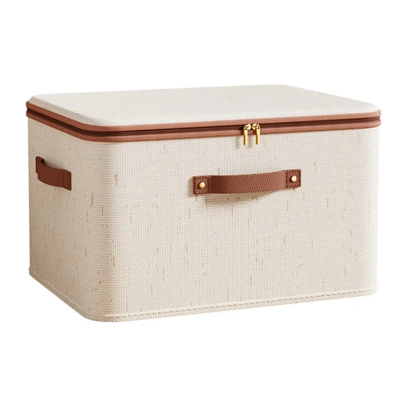 1pc Storage Boxes with Zipper, Linen Fabric Organizer Bins, Foldable… — view 6