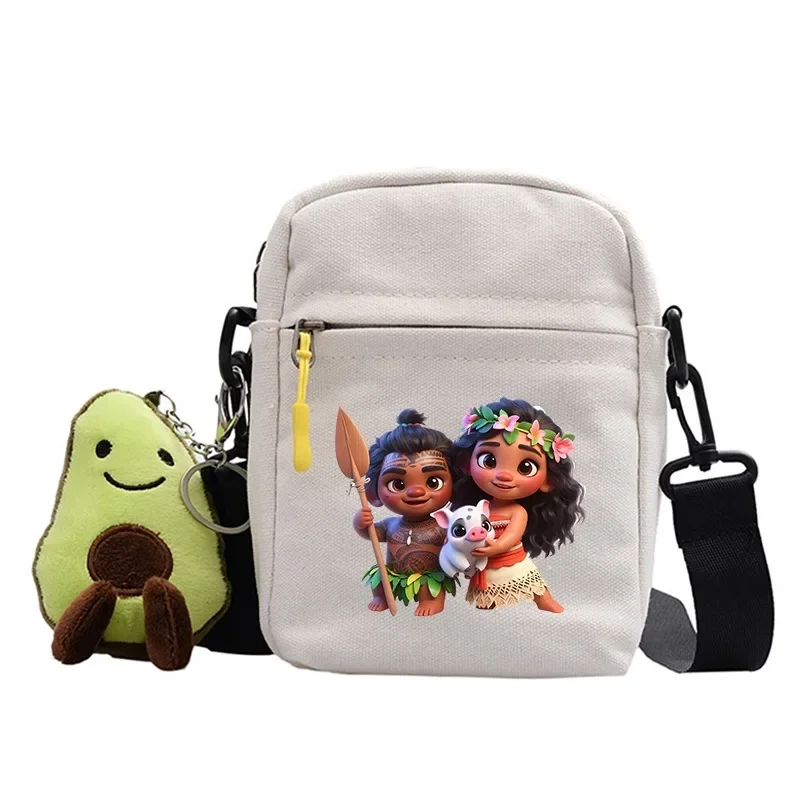 Moana 2 Child Shoulder Bag Disney Princess Crossbody Bags Boys and Girls Large Capacity Portable Pouch Avocado Pendant Satchels