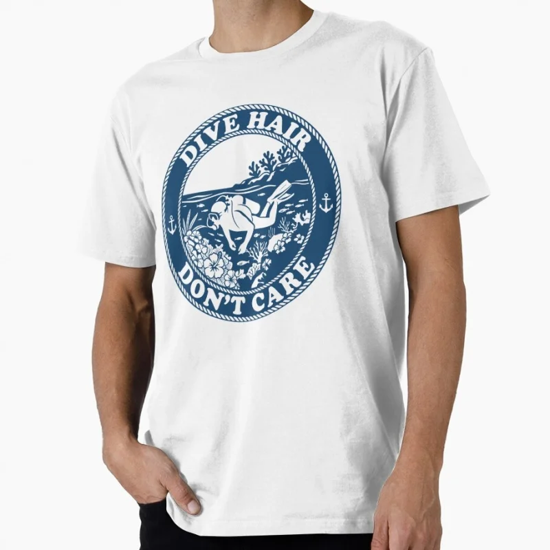 

Dive Hair Don't Care Funny Gift T-shirt 100% Cotton Scuba Diving Meme printed Short Sleeve Graphic Clothes All size Tops S-6XL