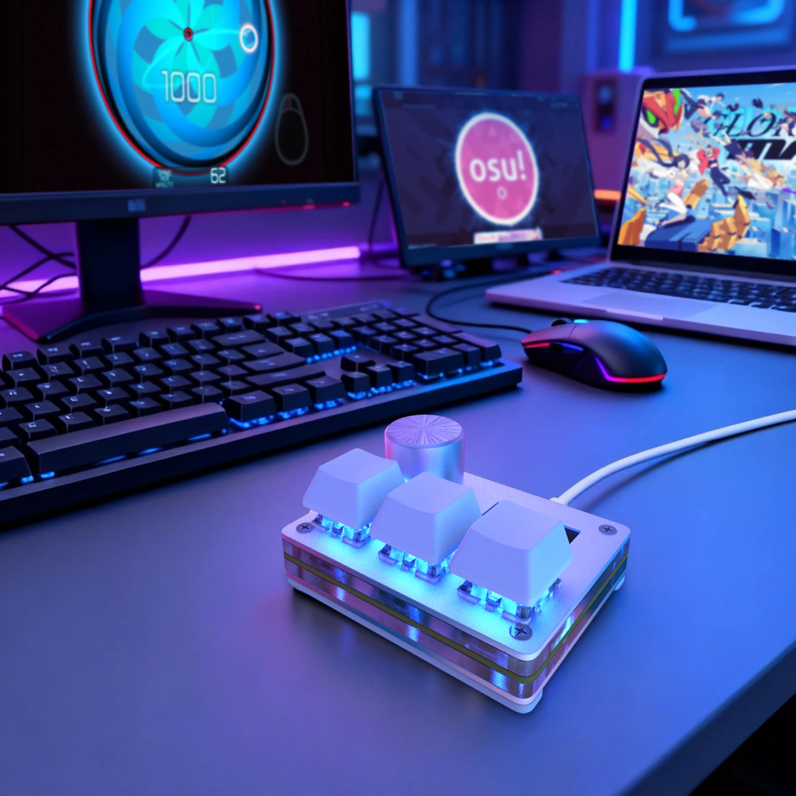 Sayodevice O3C Tastatur Schnelle Trigger Halle Magnetische Schalter Für OSU Geometrie Dash Rhythmus Spiele DIY Tasten Bildschirm Bild RGB Licht – Detail 4