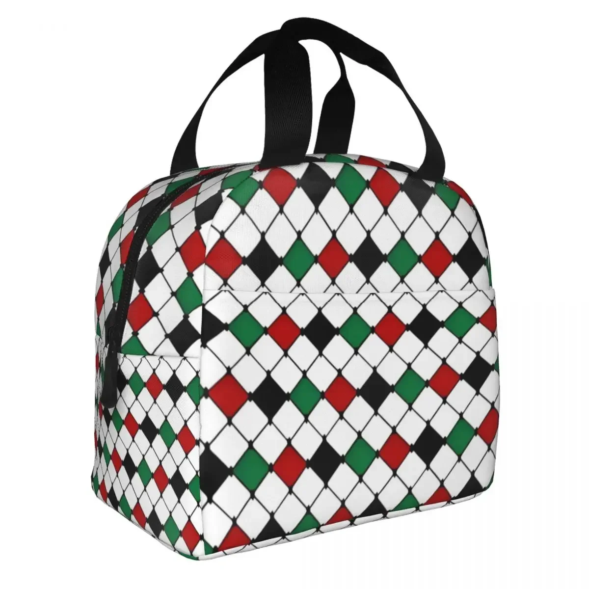 Palestine Forever Insulated Lunch Bag Leakproof Palestinian Diamond Check Meal Container Cooler Bag Tote Lunch Box Work Food Bag