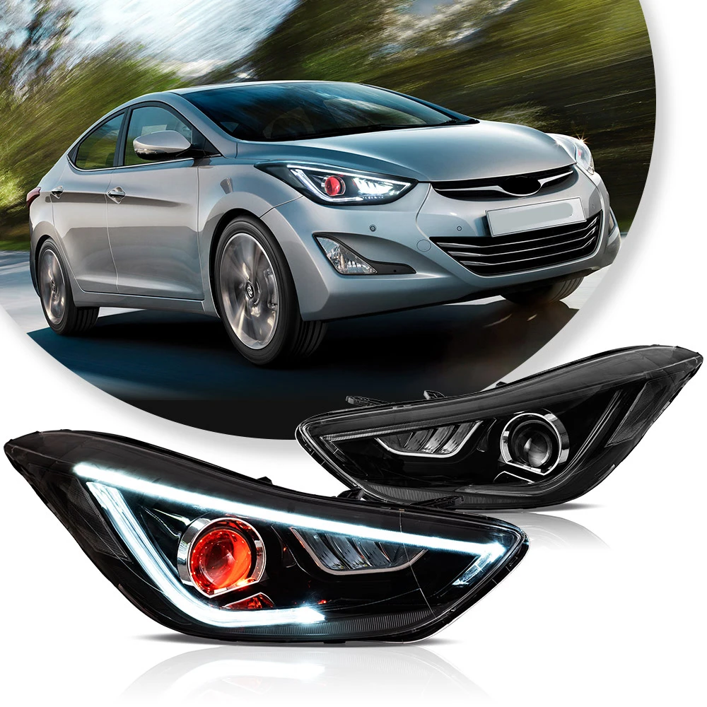 Vland 11-15 Hyundai Elantra (MD/UD/JK) Dual Beam Projector Headlights With Demon Eyes Black