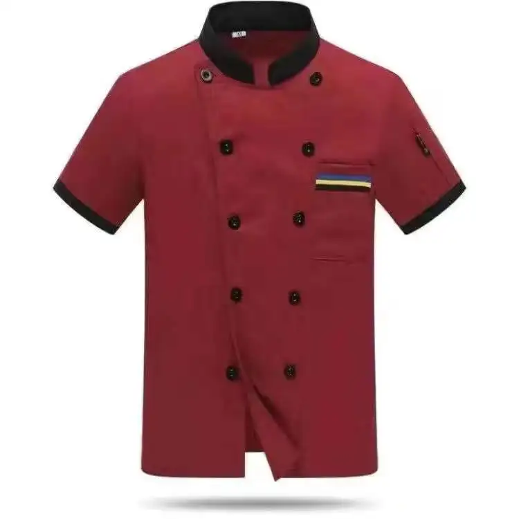 Men's Short Sleeve Wear-resistant Chef Uniform Summer Lightweight Hotel Catering Kitchen Outfit