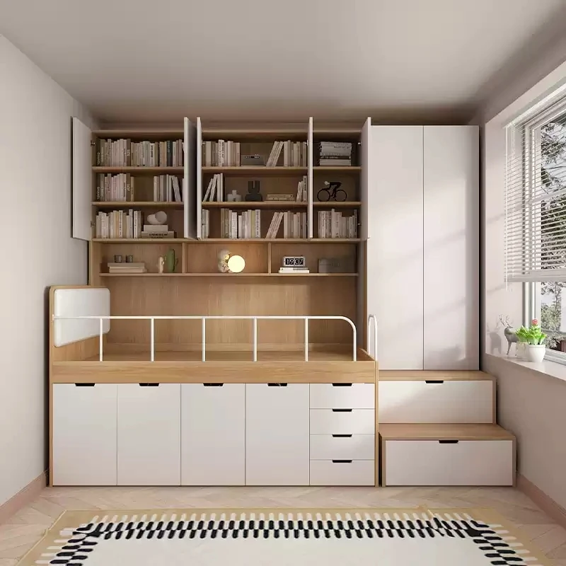 Customizable small apartment children's half-height bed bedroom storage tatami bed