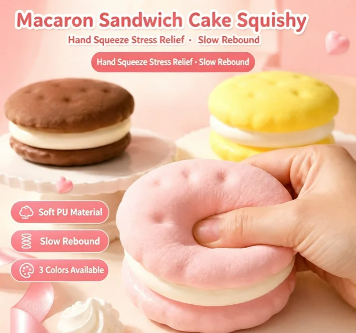 Macaron sandwich cake kneading music slow rebound decompression toy simulation biscuit kneading
