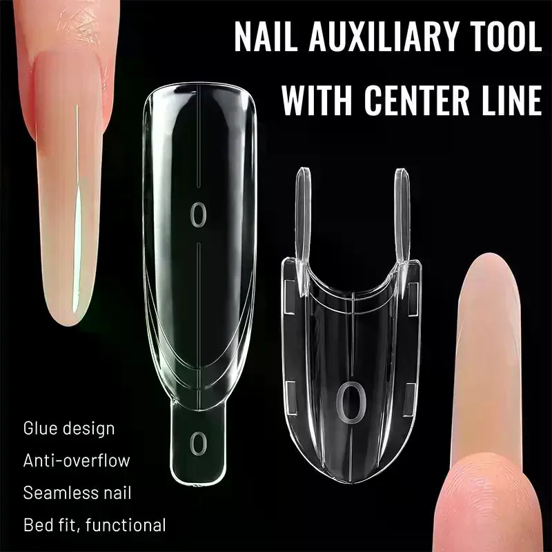 Top & Bottom Quickly Extend Nails Clear Rocket Shape Sandwich Dual Nail Forms Reusable Full Cover Dual Nail Molds 60Pcs