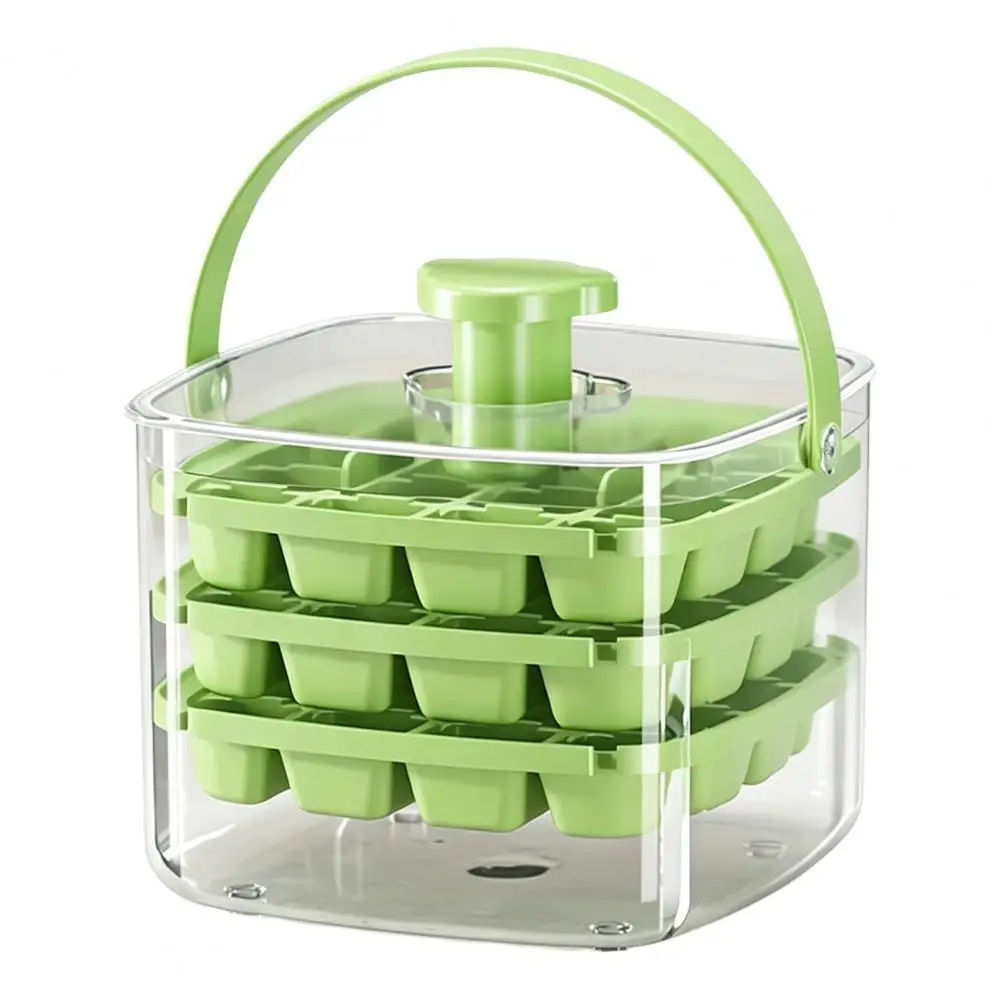 

Efficient Ice Maker Tray with Carry Handle Large Capacity Silicone Mold Leak-Proof Ice Maker for Home Party