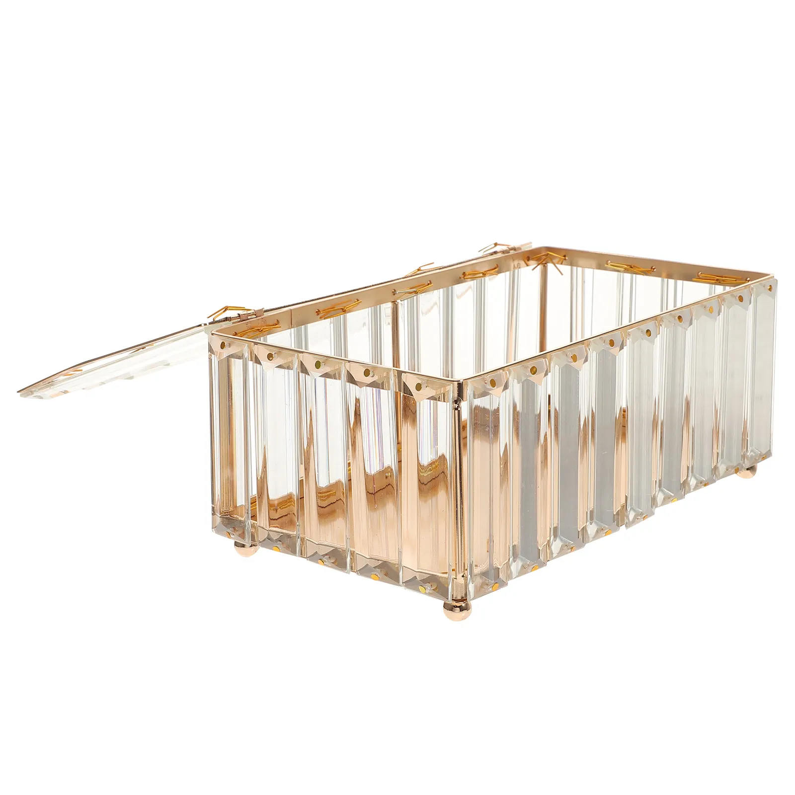 

Rectangular Metal Crystal Tissue Box Cover Premium Alloy Decorative Storage Organizer for Living Room Bedroom Office Car Desk