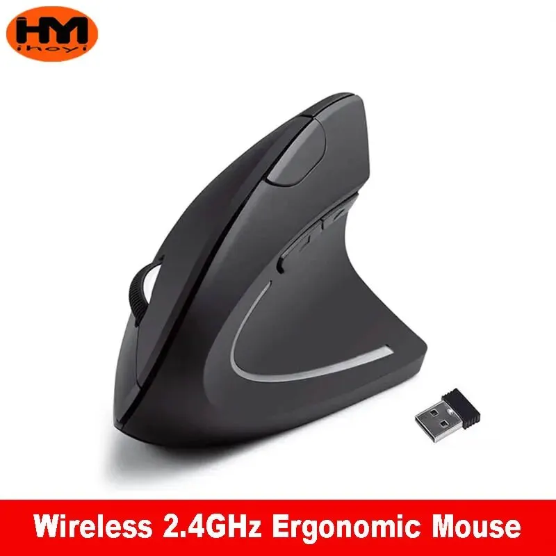 Vertical Mouse Ergonomic 2.4GHz Wireless Optical Mice 3 Adjustable DPI 800/1200/1600 6 Buttons for Laptop PC Computer Desktop